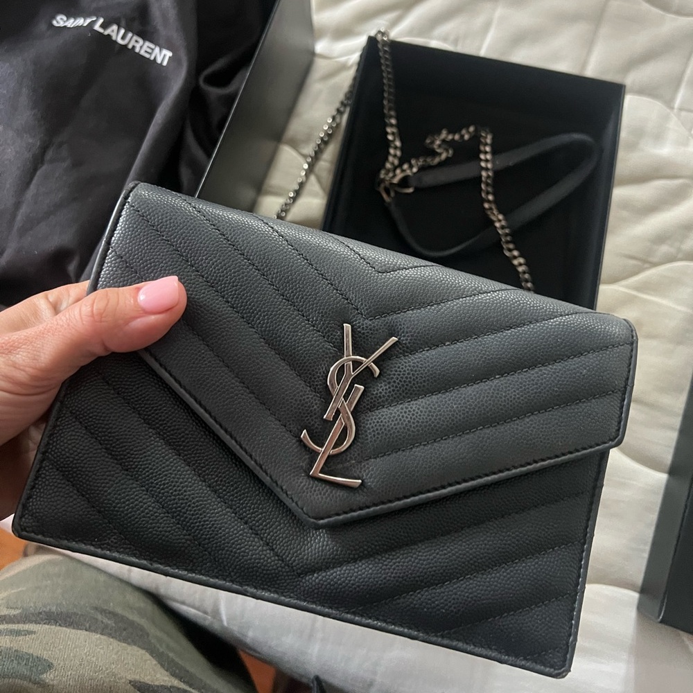 Saint Laurent monogram silver 100% authentic